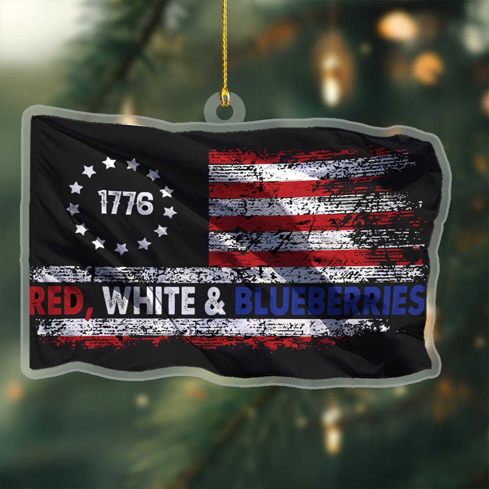 Charlie Kirk Freedom Acrylic Christmas Ornament Red White And Blueberries 1776 Xmas Ornaments