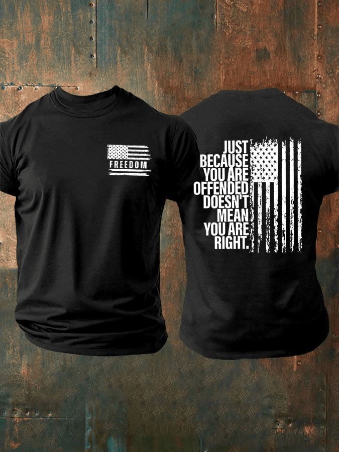 Charlie Kirk Freedom American Flag Print Casual T-Shirt Memorial Tribute Gift for Supporters