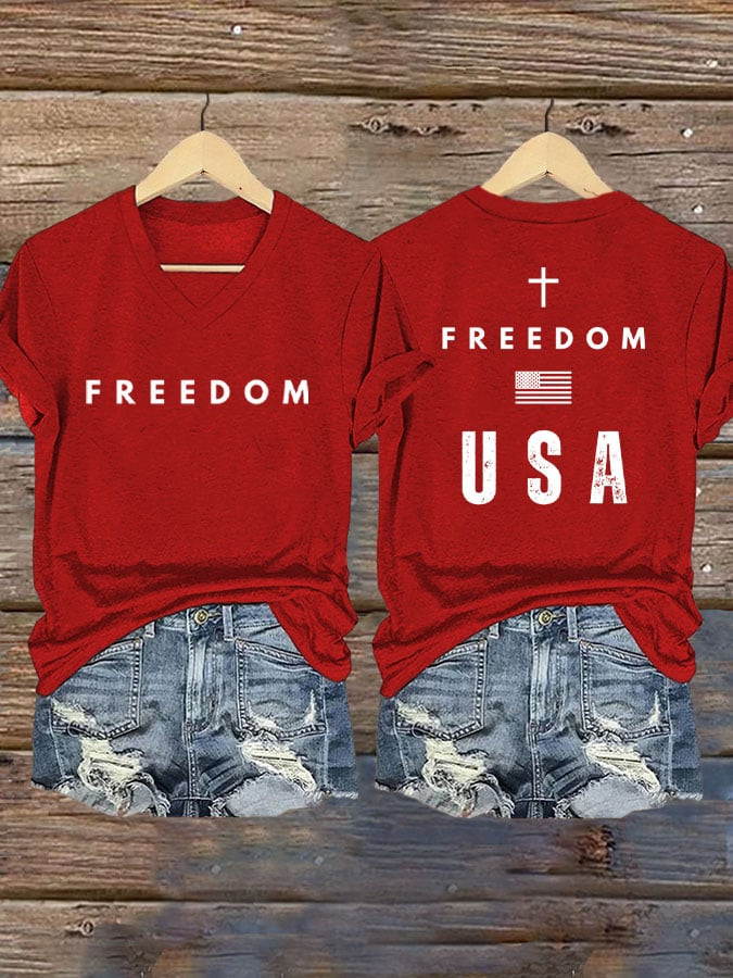 Charlie Kirk Freedom And Faith V-Neck Shirt Freedom USA Memorial Charlie Kirk Merch