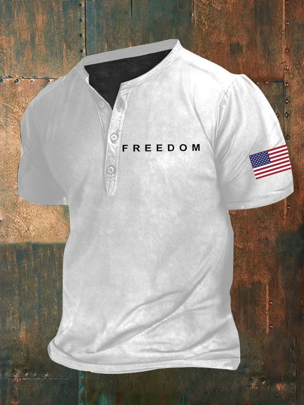 Charlie Kirk Freedom Button T-Shirt American Flag TPUSA Merch Gift For Trump Supporters