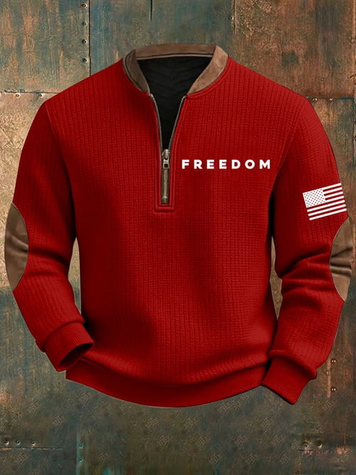 Charlie Kirk Freedom Collar Zipper Sweatshirt American Flag Charlie Kirk Memorial Gifts