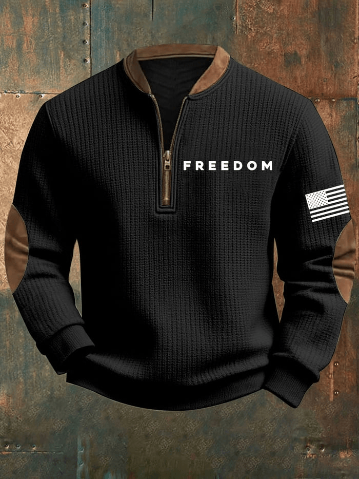 Charlie Kirk Freedom Collar Zipper Sweatshirt American Flag Print TPUSA Merch Gift