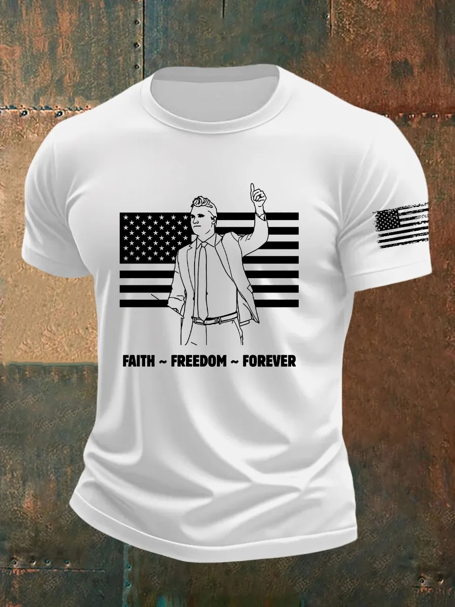 Charlie Kirk Freedom Faith Forever Short Sleeve T-shirt Best Gift For America Supporters