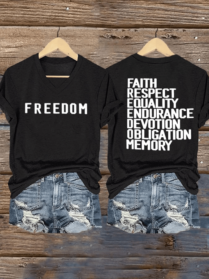 Charlie Kirk Freedom Faith V-neck T-shirt Rip Charlie Kirk Tribute Gift