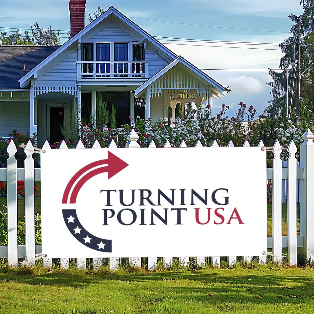 Charlie Kirk Freedom Fence Banner Turning Point USA Best Liberty Gift For Decorations