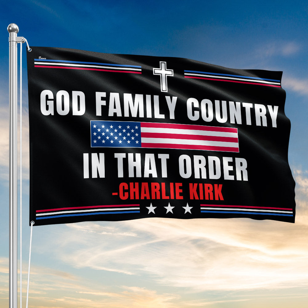 Charlie Kirk Freedom Flag God Family Country In That Order Speak Truth Defend Freedom Merch