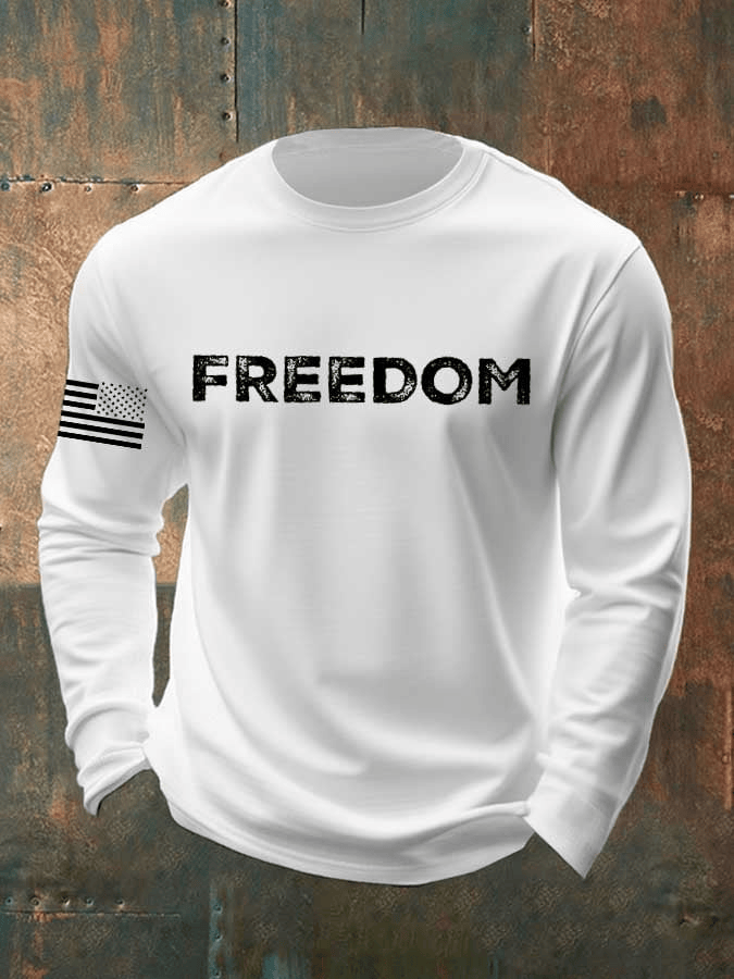 Charlie Kirk Freedom Flag Print Long Sleeve Shirt Charlie Kirk Memorial Gift