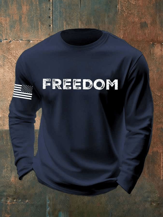 Charlie Kirk Freedom Flag Print Long Sleeve Shirt Charlie Kirk Merch Tribute Gift