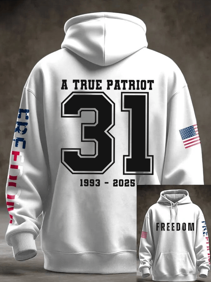 Charlie Kirk Freedom Flag Print Long-sleeved Hooded Sweatshirt TPUSA Merch