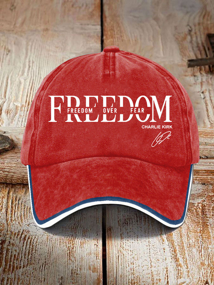 Charlie Kirk Freedom Hat Red Freedom Baseball Cap Freedom Over Fear Clothing