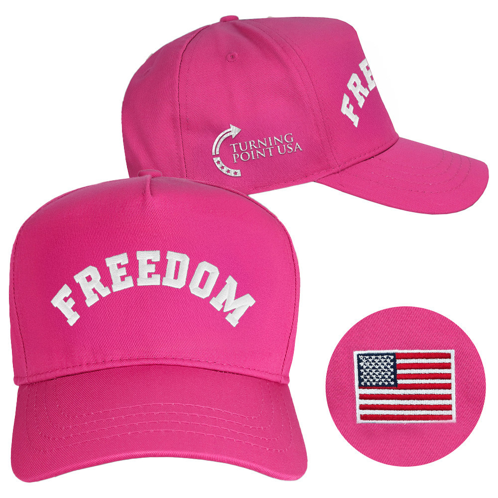 Charlie Kirk Freedom Hat Turning Point USA Hat Pink Embroidered Charlie Kirk Merchandise