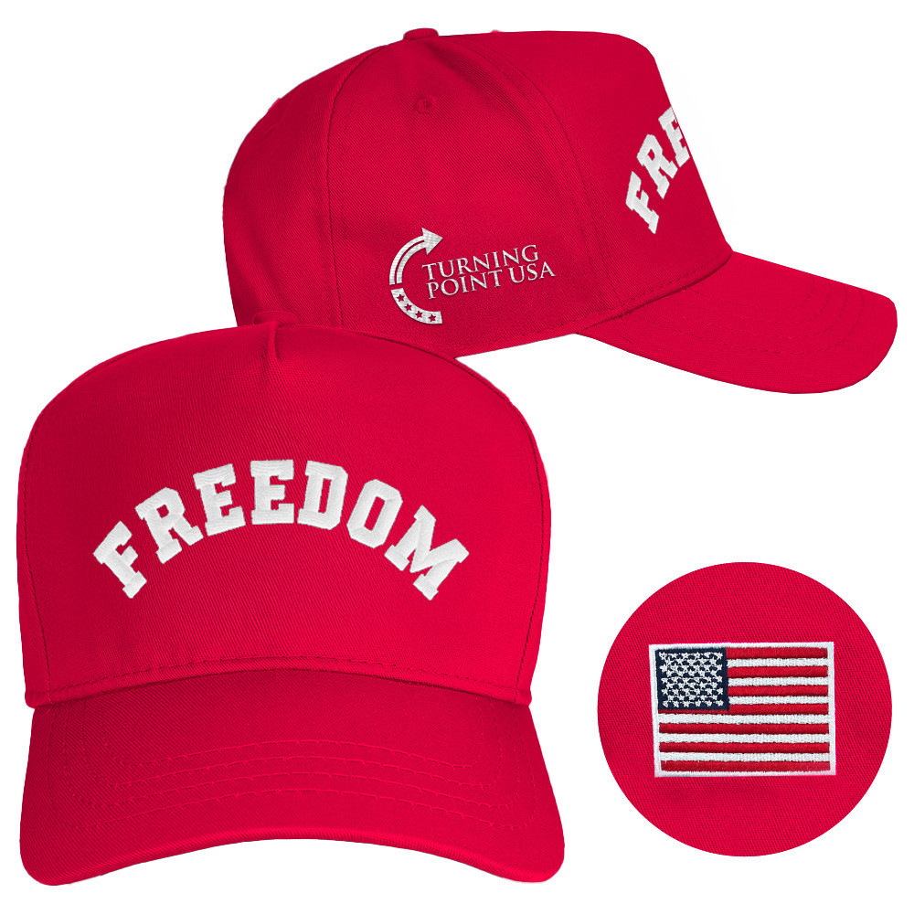 Charlie Kirk Freedom Hat Turning Point USA Hat Red Embroidered Charlie Kirk Merch Dad Gifts
