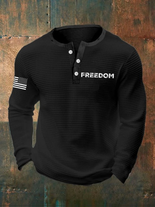 Charlie Kirk Freedom Henley Shirt American Flag Turning Point USA Clothing Gifts