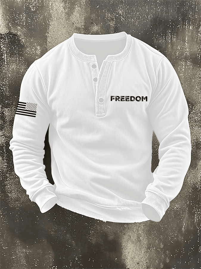Charlie Kirk Freedom Henley T-Shirt TPUSA Clothing Tribute Gift for Patriots