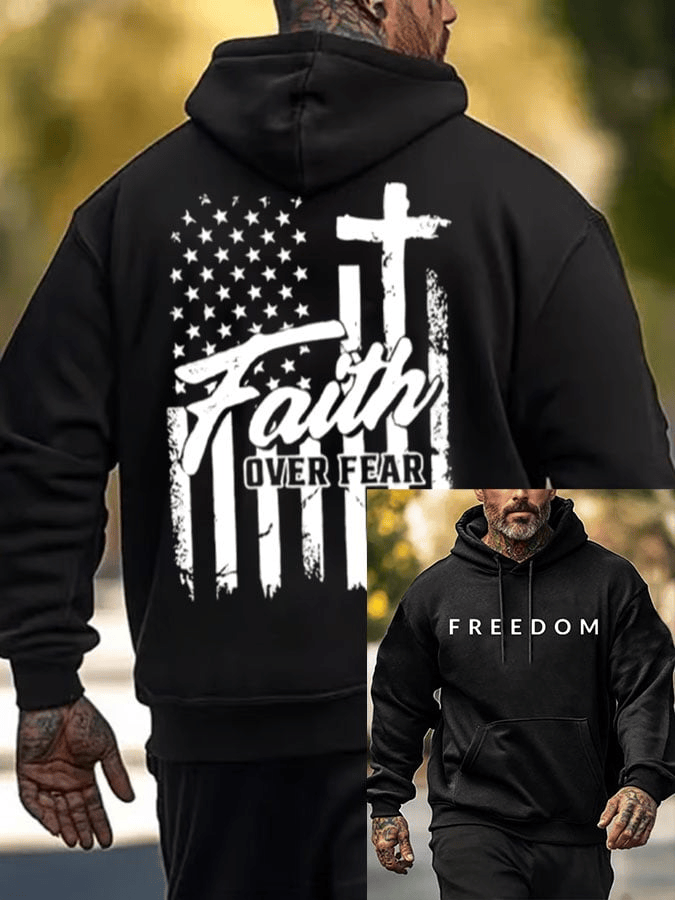 Charlie Kirk Freedom Hoodie Faith Over Fear Charlie Kirk Pullover Turning Point USA Merch Gift for Him