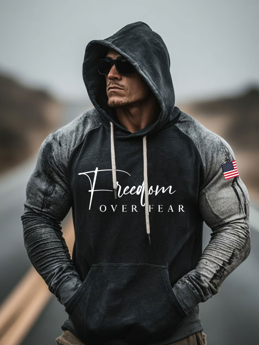 Charlie Kirk Freedom Hoodie Over Fear America Flag Apparel Merch For Conservatives