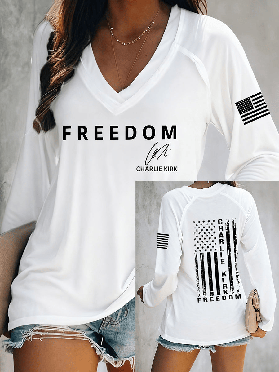 Charlie Kirk Freedom Is Not Free R.I.P Charlie Kirk Long Sleeve V-Neck T-Shirt
