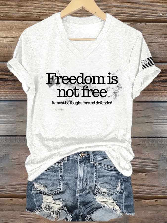 Charlie Kirk Freedom Is Not Free V-neck Shirt It Must Be Fought For Defended Memorial Merch