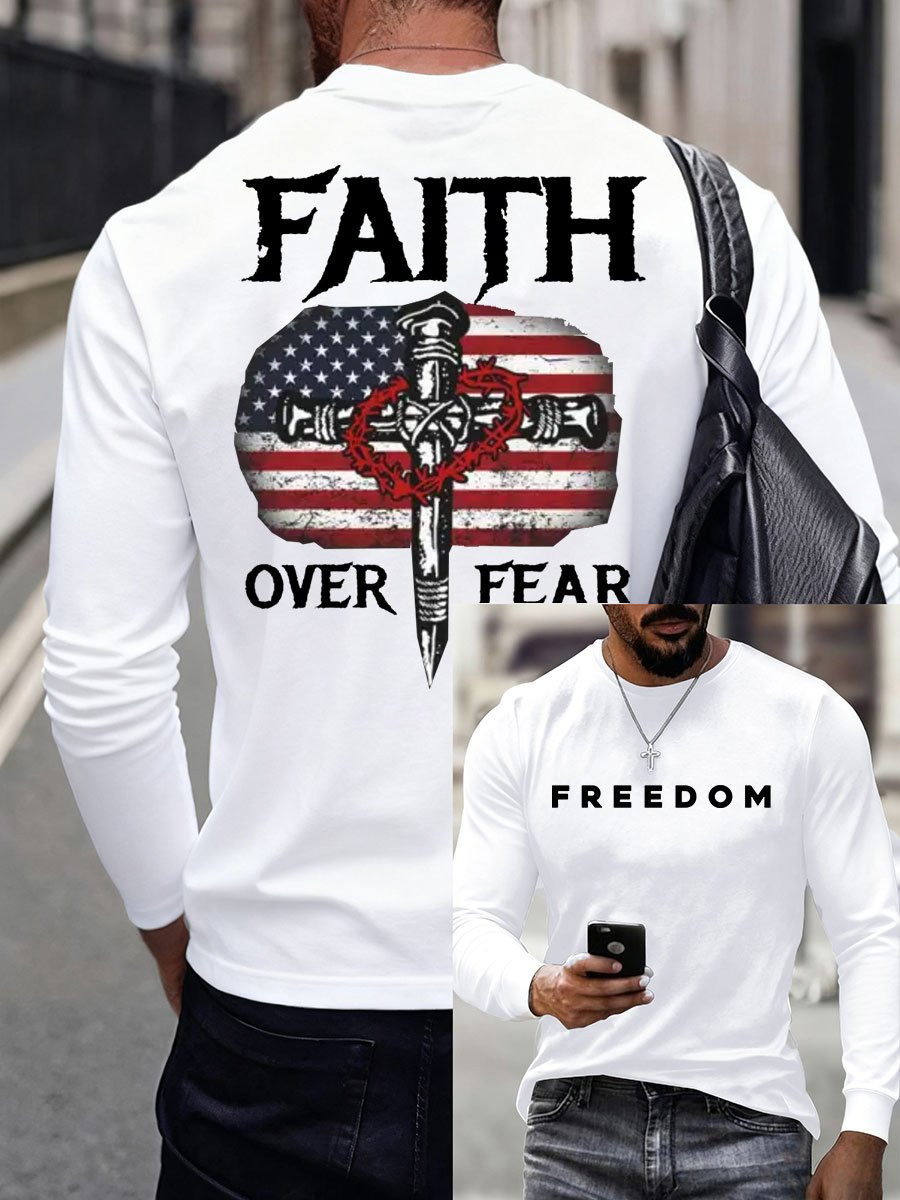 Charlie Kirk Freedom Long Sleeve Shirt Faith Over Fear Merch Unique Gifts For Proud Men