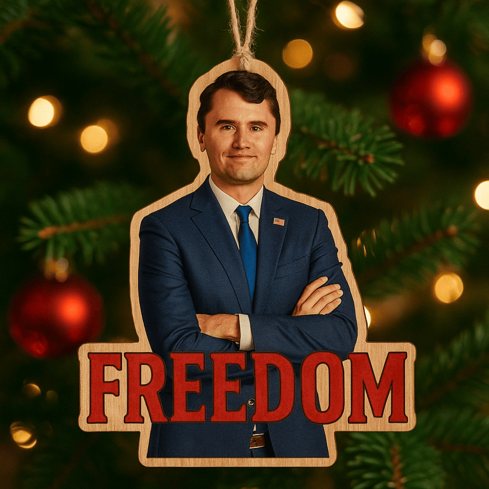Charlie Kirk Freedom Memorial Ornament Justice For Charlie Kirk Wooden Ornament Christmas Tree Decoration
