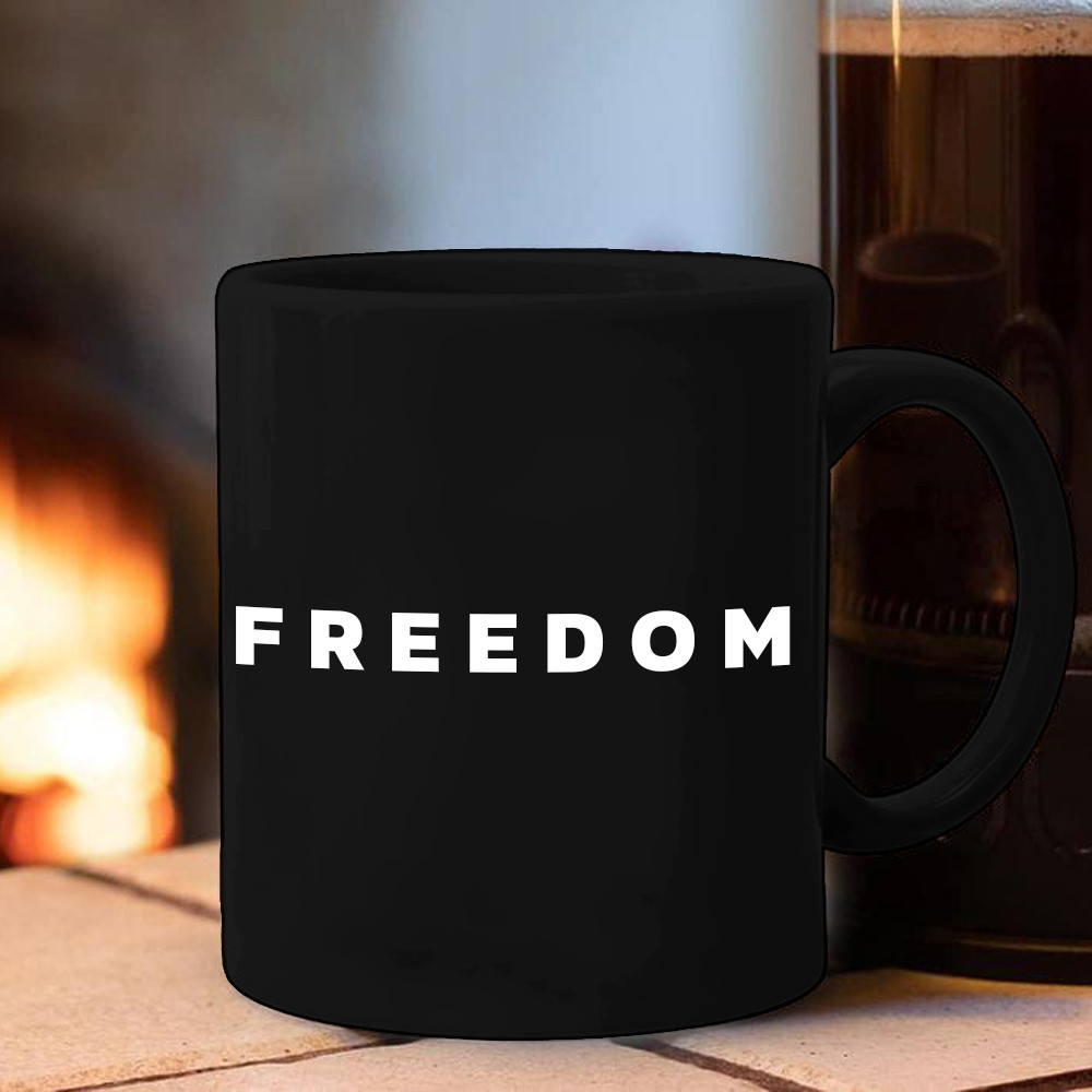 Charlie Kirk Freedom Merch Freedom Black Coffee Mug Unique Coffee Mug Present
