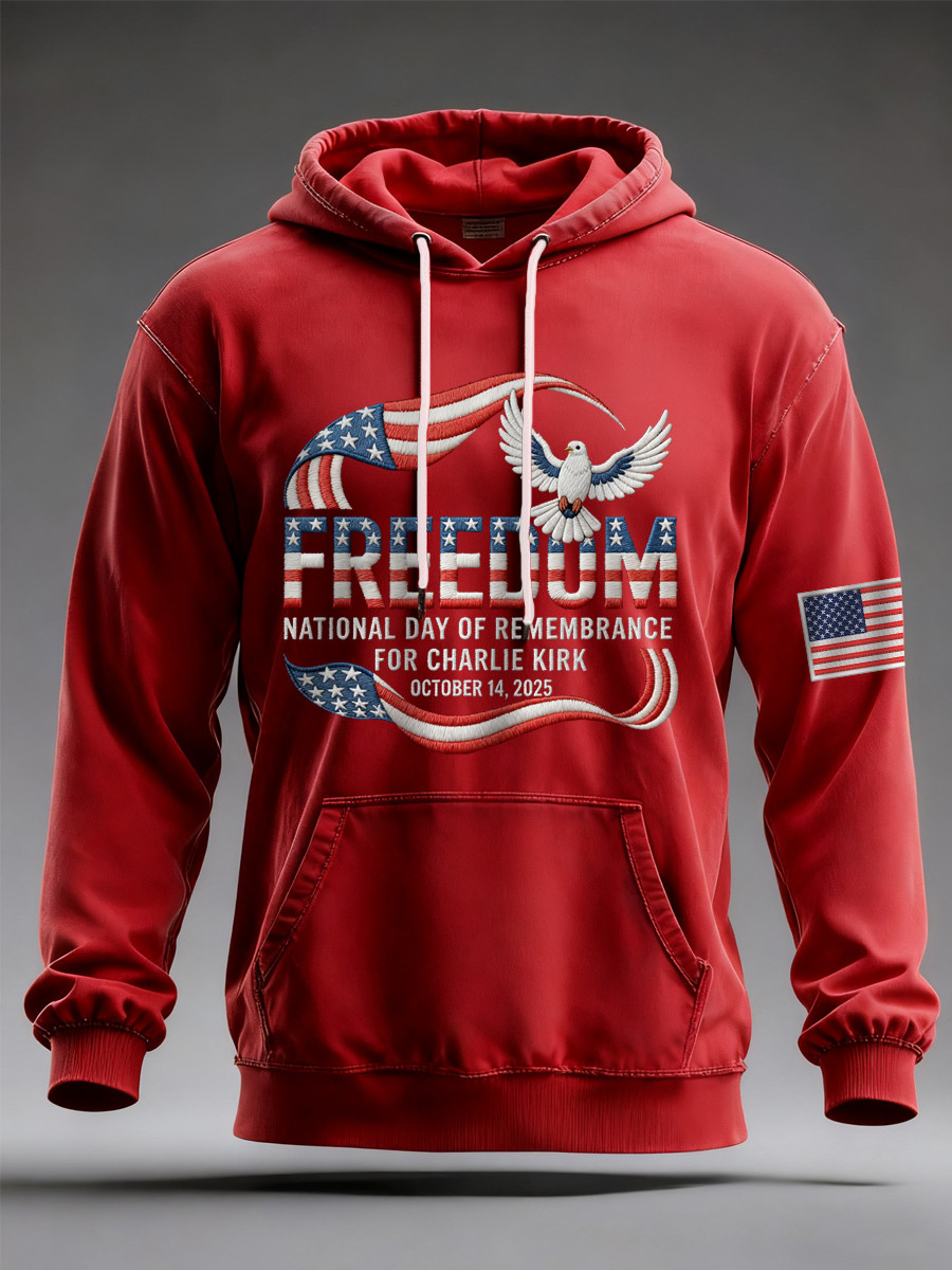 Charlie Kirk Freedom Merch Hoodie National Day Of Remembrance 2025 Red Freedom Charlie Kirk