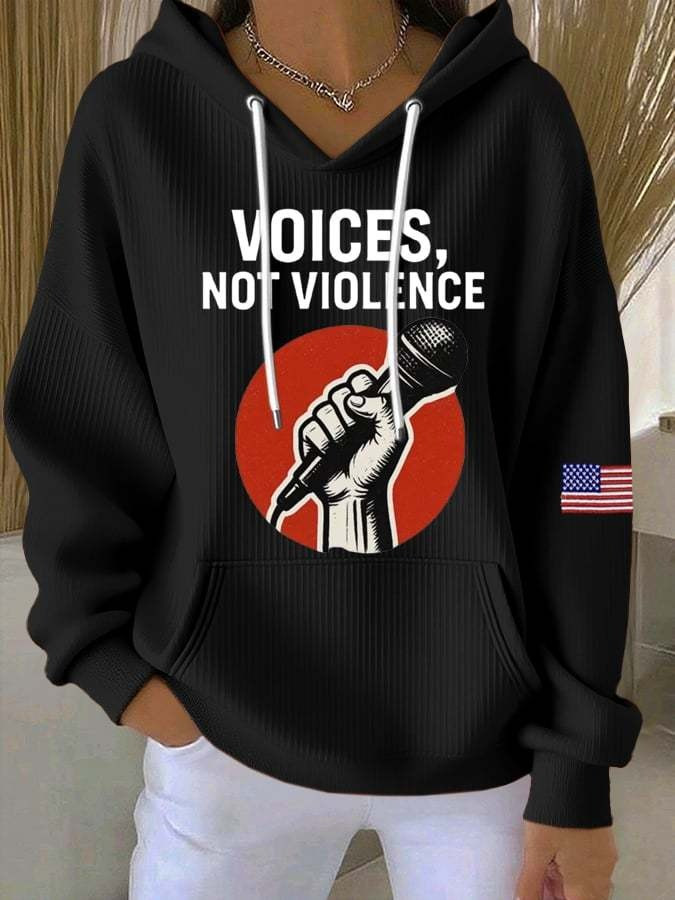 Charlie Kirk Freedom Merch Hoodie Voices Not Violence USA Flag CK 47 Memorial Merch