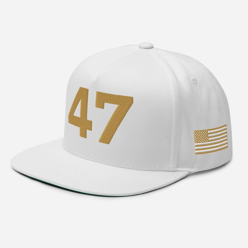 Charlie Kirk Freedom Merch MAGA 47 Embroidery White Cap Gift for Dad