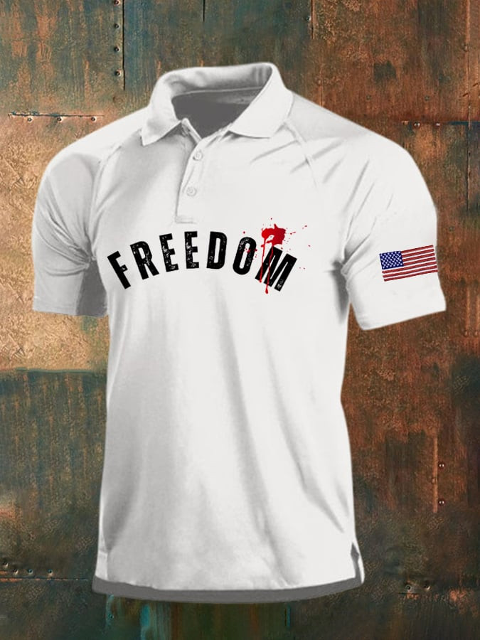 Charlie Kirk Freedom Merch Polo Shirt Freedom Bloody RIP Charlie Kirk 47 Memorial Gifts