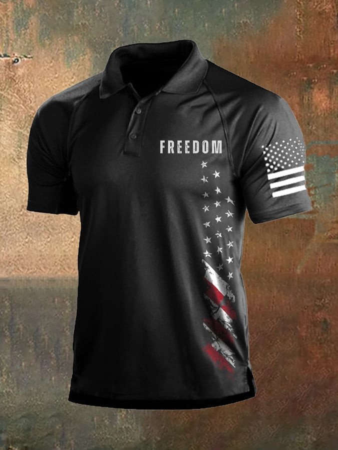Charlie Kirk Freedom Merch Polo Shirt Freedom USA Flag RIP Charlie Kirk 47 Tribute Present
