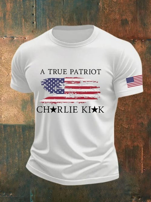 Charlie Kirk Freedom Merch T-Shirt A True Patriot Usa Flag CK 47 TPUSA Freedom Merch