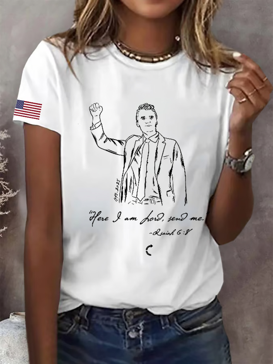 Charlie Kirk Freedom Merch T-shirt Here I Am Charlie Kirk Memorial Charlie Present