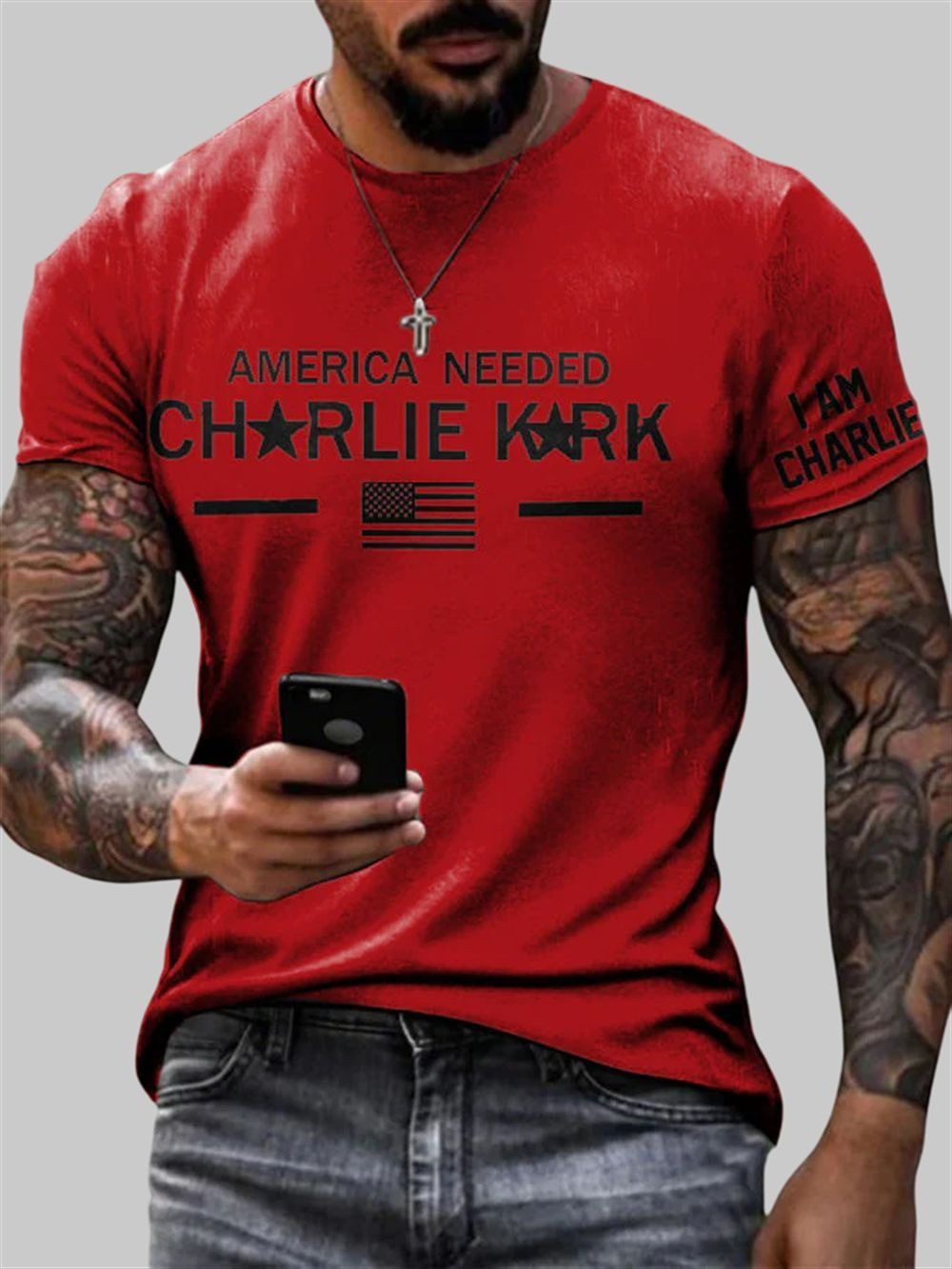 Charlie Kirk Freedom Merch T-shirt Men's America Needed Charlie Kirk Proud CK Tribute Shirt