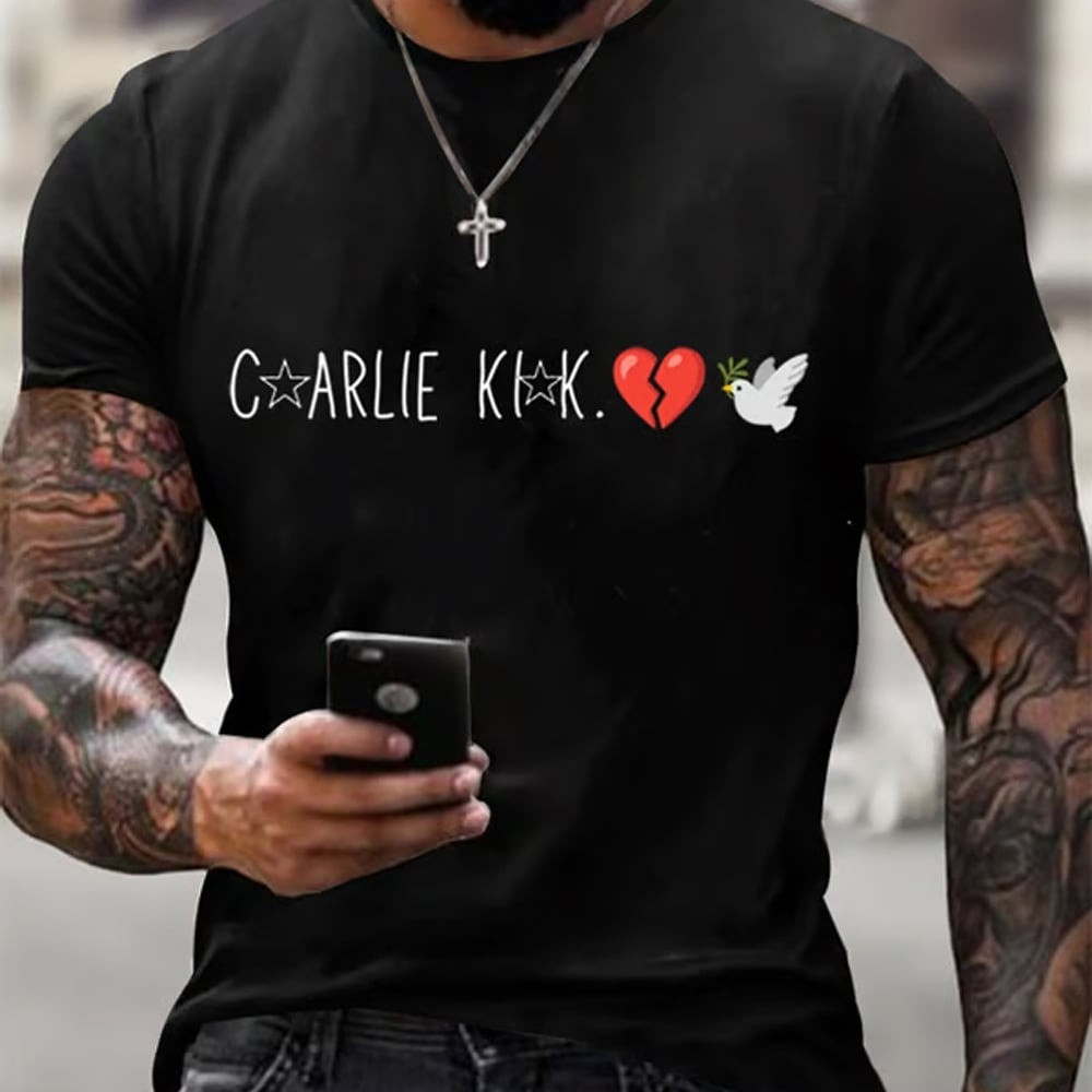 Charlie Kirk Freedom Merch T-shirt Men's Broken Bird With Bird R.I.P Tribute CK Shirt