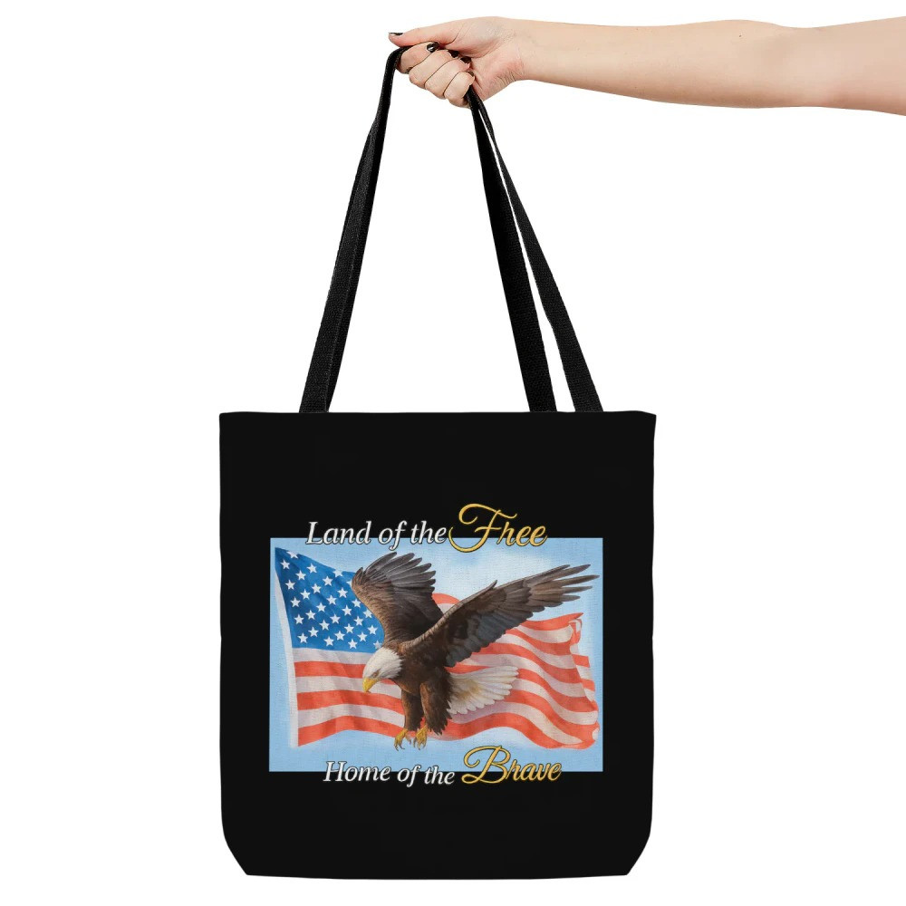 Charlie Kirk Freedom Merch Tote Bag Eagle Land Of The Free Home Of The Brave U.S Flag CK Merch