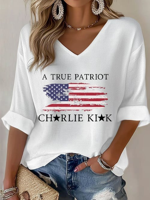 Charlie Kirk Freedom Merch V-neck Shirt A True Patriot Rip CK 47 TPUSA Freedom Shirts