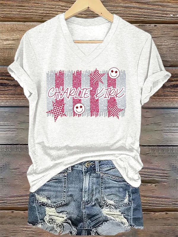 Charlie Kirk Freedom Merch V-neck Shirt Rest In Peace Charlie Kirk Commemorative Merch Gifts For Her