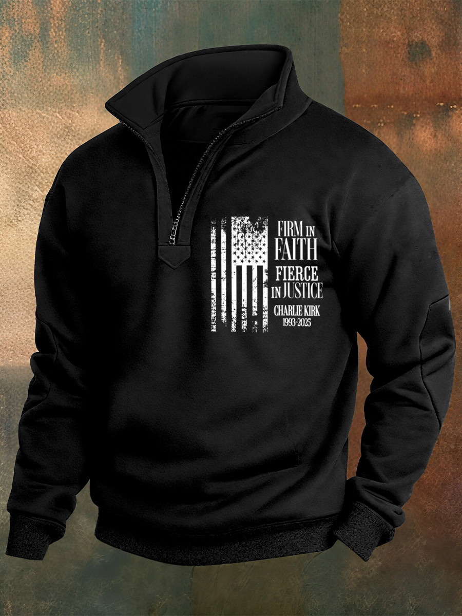 Charlie Kirk Freedom Merch Zipped Sweater Firm In Faith It's All About Jesus Charlie Kirk Shirt