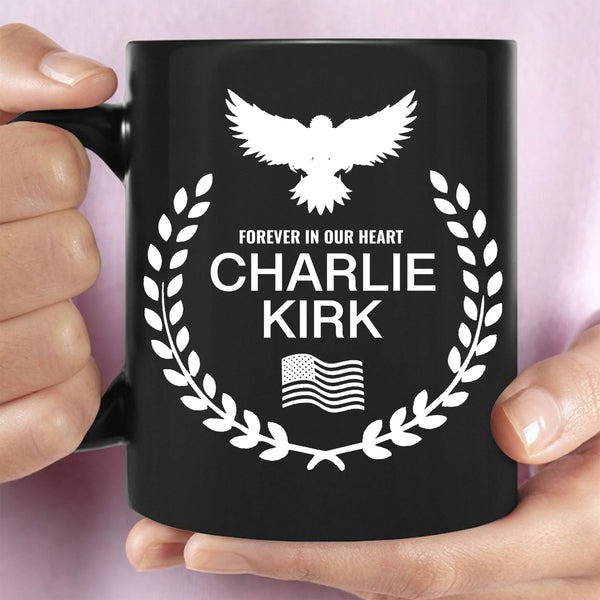 Charlie Kirk Freedom Mug Patriotic Eagle Wreath Forever in Our Hearts TPUSA Merch
