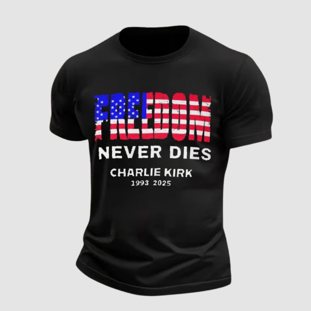 Charlie Kirk Freedom Never Dies T-Shirt Pray For America Charlie Kirk Best Proud Merch Gifts