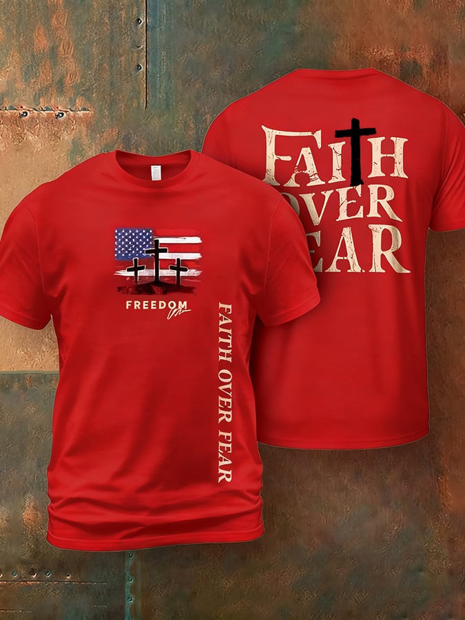 Charlie Kirk Freedom Over Fear T-Shirt American Flag Apparel Signed Memorial Gift For Proud Men