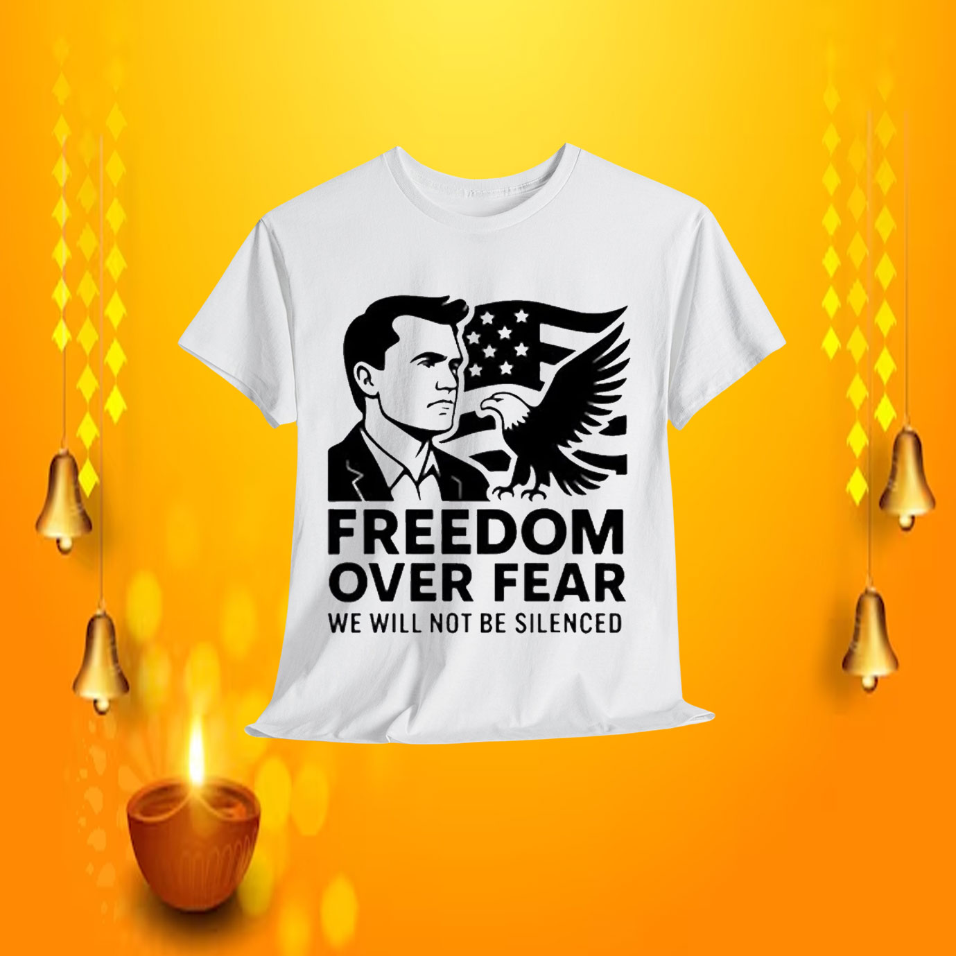 Charlie Kirk Freedom Over Fear We Will Not Be Sinlenced Shirt