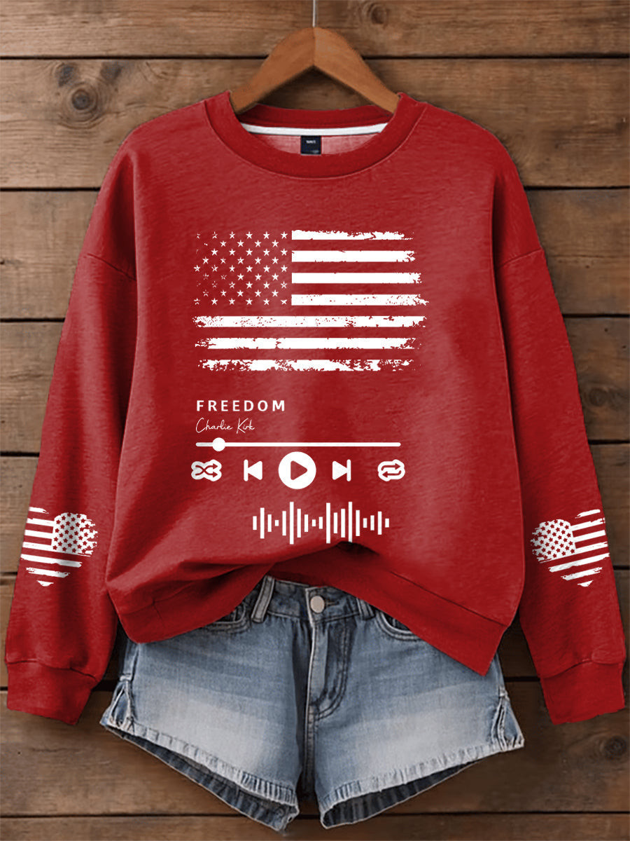 Charlie Kirk Freedom Playlist Print Regular Swea T SHIRT Red Turning Point Usa Merchandise Store