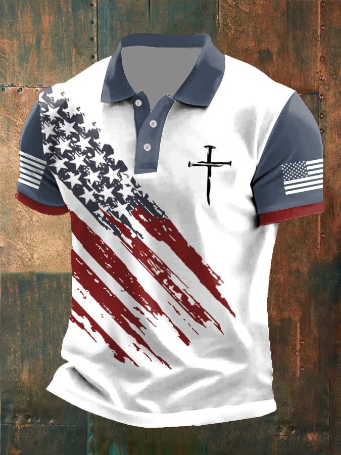 Charlie Kirk Freedom Polo Shirt American Cross Flag Charlie Kirk 47 Tribute Merch