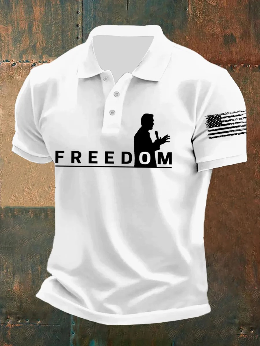 Charlie Kirk Freedom Polo Shirt Conservative Speaker Patriotic Merch Best Gift For Fans And Family