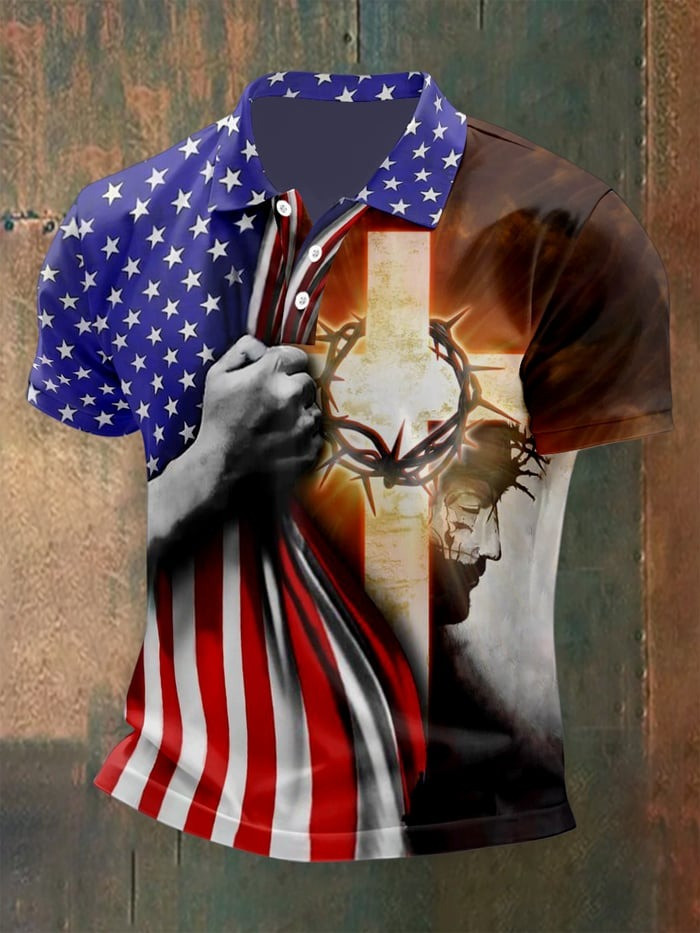 Charlie Kirk Freedom Polo Shirt God With Charlie Kirk Cross Flag 47 Tribute Merch