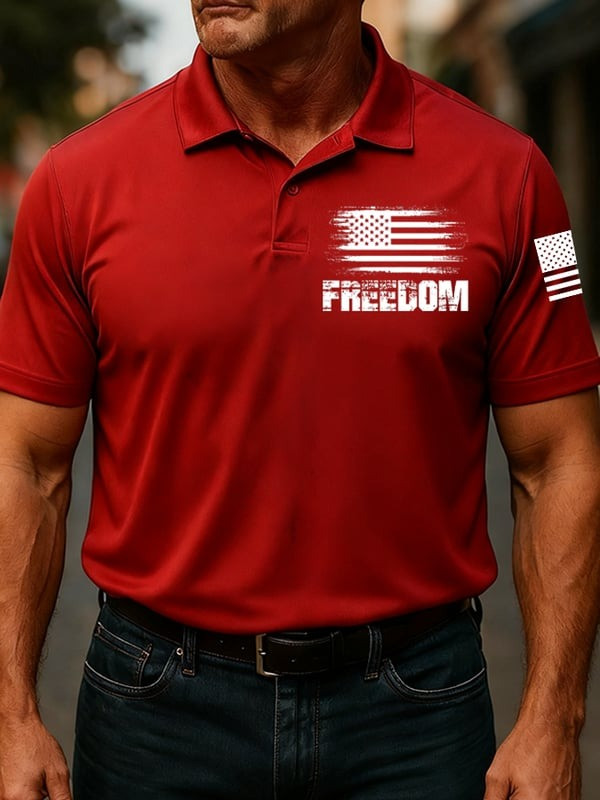 Charlie Kirk Freedom Polo Shirt Turning Point USA Men's Clothing Charlie Kirk Lovers Gifts