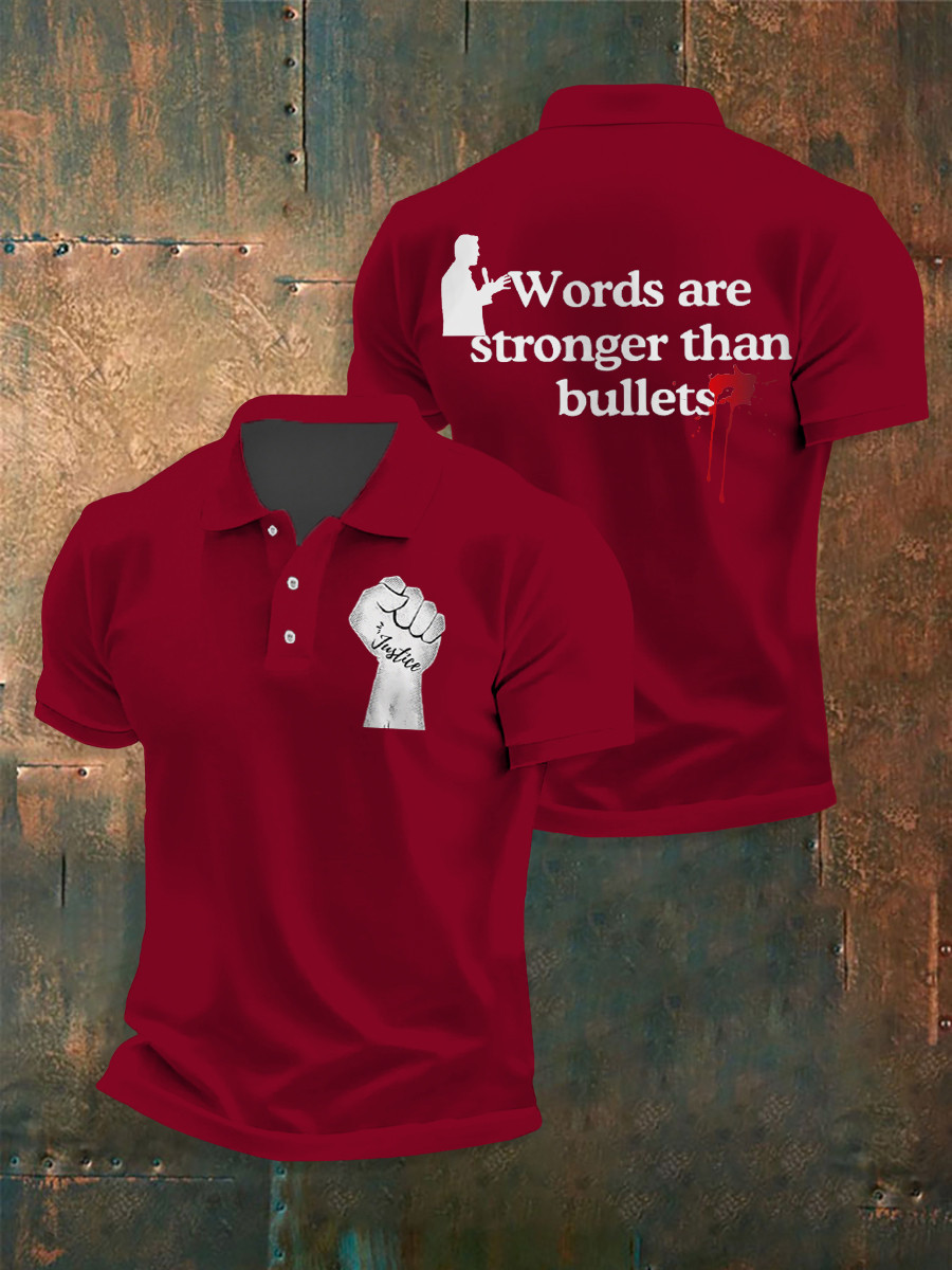 Charlie Kirk Freedom Polo Shirt Words Are Stronger Than Bullets Memorial Charlie Kirk Shirt