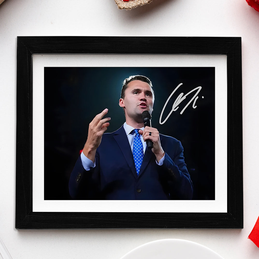 Charlie Kirk Freedom Poster Charlie Kirk Gives Speech SIgned Tribute Idea Presents