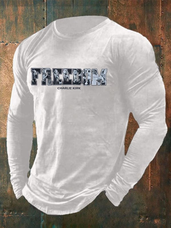 Charlie Kirk Freedom Printed Casual Long Sleeve Shirt Gift For Supporters